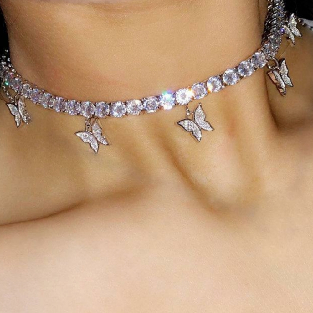 Butterfly choker necklace